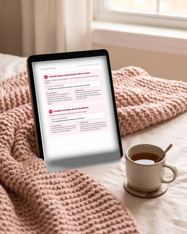 Tablet con el capítulo sobre comentarios acerca de tu peso